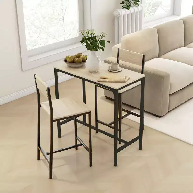 Ensemble table et chaises de bar 3 pièces, petite table et chaises de cuisine, table à manger carrée avec 2 tabourets et noir