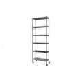 6 - Tier Storage Shelf Wire Shelving Unit Standing Rack Organization with Caster Wheels Stainless Side Hooks Black