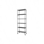 6 - Tier Storage Shelf Wire Shelving Unit Standing Rack Organization with Caster Wheels Stainless Side Hooks Black
