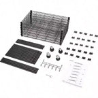Étagère de rangement à 6 niveaux Unité d'étagères en fil métallique Organisation de casiers autoportants avec roues à roulettes Crochets latéraux en acier inoxydable Noir