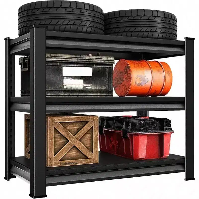 36 Inch Garage Shelves Heavy Duty Steel Metal Adjustable Utility Storage Rack 3 Tier Black 1200Lbs Capacity