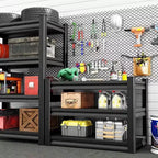 Étagères de garage 36 pouces en métal acier robuste, étagère de rangement utilitaire réglable 3 niveaux noir, capacité 1200 livres