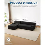 Canapé sectionnel convertible en L de 107 pouces, canapé modulaire 3 places rembourré, canapé-lit sans assemblage requis pour salon, chambre à coucher