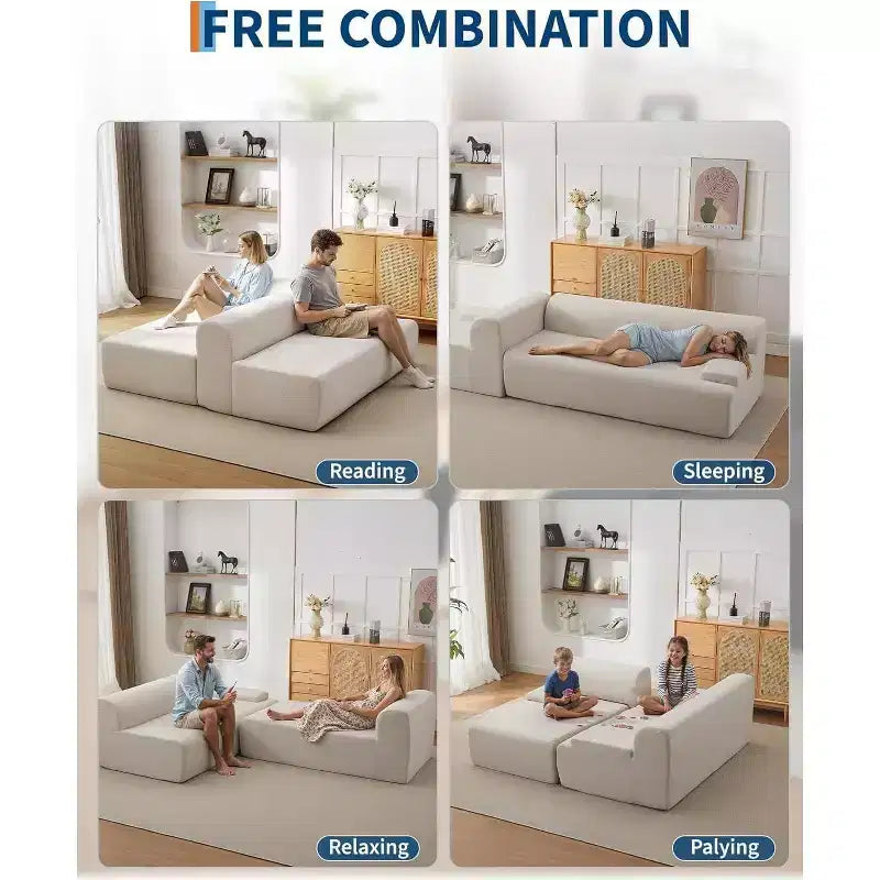 Canapé sectionnel convertible en L de 107 pouces, canapé modulaire 3 places rembourré, canapé-lit sans assemblage requis pour salon, chambre à coucher