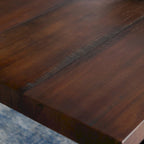 Table de salle à manger en pin massif, 72 po, aspect vieilli, avec piètement tréteau – Gris / Acajou / Chêne rustique, pour 6 à 8 personnes
