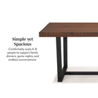 Table de salle à manger en pin massif, 72 po, aspect vieilli, avec piètement tréteau – Gris / Acajou / Chêne rustique, pour 6 à 8 personnes
