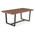 Table de salle à manger en pin massif, 72 po, aspect vieilli, avec piètement tréteau – Gris / Acajou / Chêne rustique, pour 6 à 8 personnes