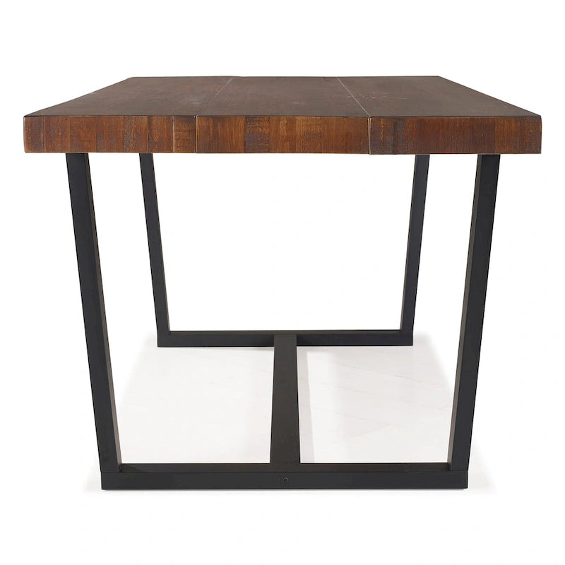 Table de salle à manger en pin massif, 72 po, aspect vieilli, avec piètement tréteau – Gris / Acajou / Chêne rustique, pour 6 à 8 personnes