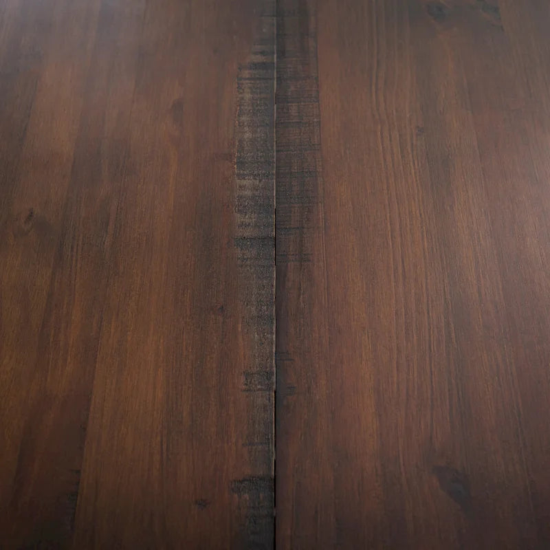 Table de salle à manger en pin massif, 72 po, aspect vieilli, avec piètement tréteau – Gris / Acajou / Chêne rustique, pour 6 à 8 personnes
