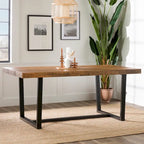 Table de salle à manger en pin massif, 72 po, aspect vieilli, avec piètement tréteau – Gris / Acajou / Chêne rustique, pour 6 à 8 personnes