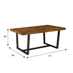 Table de salle à manger en pin massif, 72 po, aspect vieilli, avec piètement tréteau – Gris / Acajou / Chêne rustique, pour 6 à 8 personnes