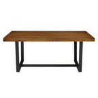 Table de salle à manger en pin massif, 72 po, aspect vieilli, avec piètement tréteau – Gris / Acajou / Chêne rustique, pour 6 à 8 personnes