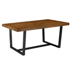 Table de salle à manger en pin massif, 72 po, aspect vieilli, avec piètement tréteau – Gris / Acajou / Chêne rustique, pour 6 à 8 personnes
