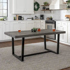 Table de salle à manger en pin massif, 72 po, aspect vieilli, avec piètement tréteau – Gris / Acajou / Chêne rustique, pour 6 à 8 personnes