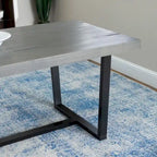 Table de salle à manger en pin massif, 72 po, aspect vieilli, avec piètement tréteau – Gris / Acajou / Chêne rustique, pour 6 à 8 personnes