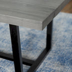 Table de salle à manger en pin massif, 72 po, aspect vieilli, avec piètement tréteau – Gris / Acajou / Chêne rustique, pour 6 à 8 personnes