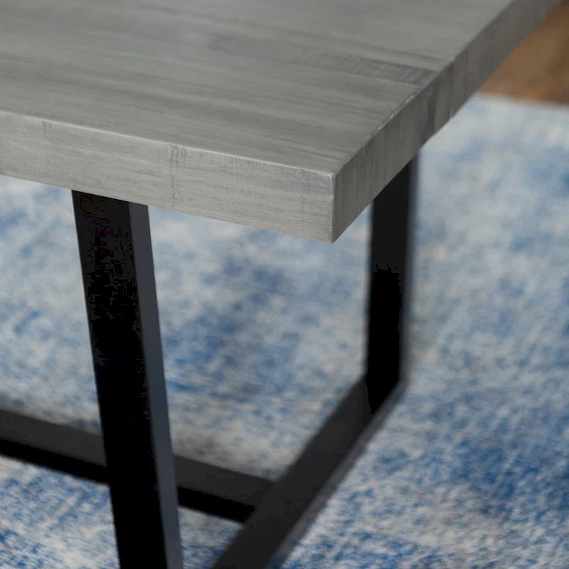 Table de salle à manger en pin massif, 72 po, aspect vieilli, avec piètement tréteau – Gris / Acajou / Chêne rustique, pour 6 à 8 personnes