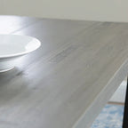 Table de salle à manger en pin massif, 72 po, aspect vieilli, avec piètement tréteau – Gris / Acajou / Chêne rustique, pour 6 à 8 personnes