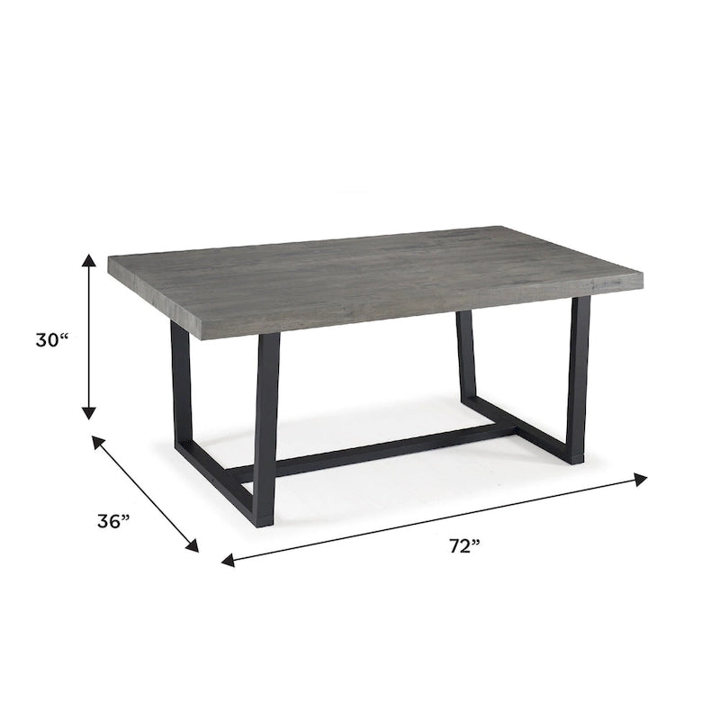 Table de salle à manger en pin massif, 72 po, aspect vieilli, avec piètement tréteau – Gris / Acajou / Chêne rustique, pour 6 à 8 personnes