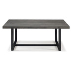 Table de salle à manger en pin massif, 72 po, aspect vieilli, avec piètement tréteau – Gris / Acajou / Chêne rustique, pour 6 à 8 personnes