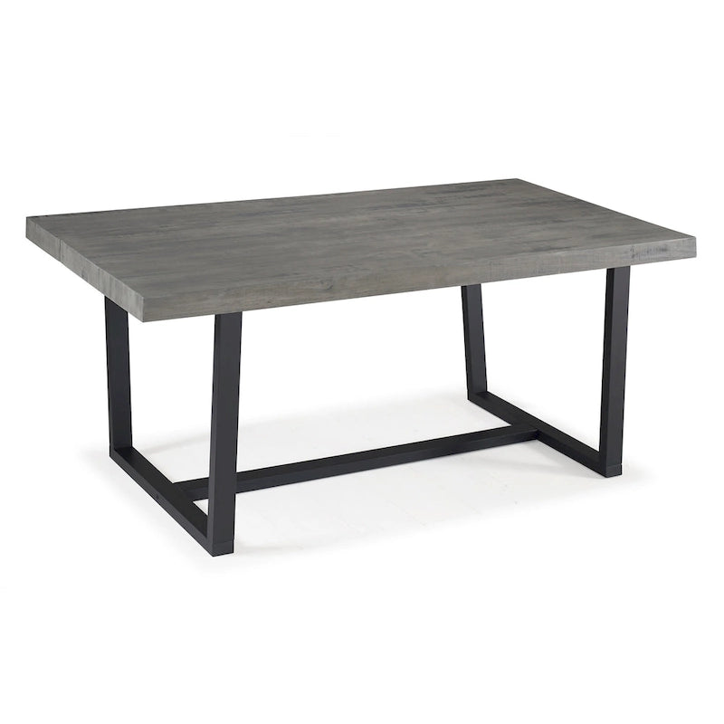 Table de salle à manger en pin massif, 72 po, aspect vieilli, avec piètement tréteau – Gris / Acajou / Chêne rustique, pour 6 à 8 personnes