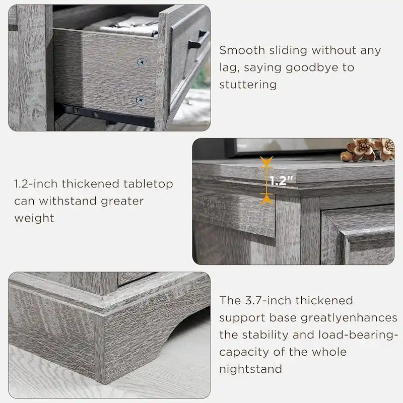 Commode rustique à 5 tiroirs avec poignées métalliques – Marron / Noir / Gris / Blanc – Unité individuelle