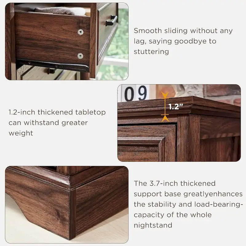 Commode rustique à 5 tiroirs avec poignées métalliques – Marron / Noir / Gris / Blanc – Unité individuelle