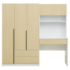 Armoire-penderie 3-en-1 avec coiffeuse, ensemble de bureau, armoire de chambre avec 2 tiroirs, armoire-penderie à 3 portes avec espace de rangement