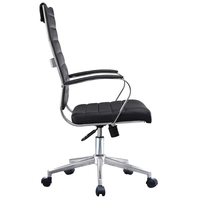 Chaise de bureau moderne haute avec dossier haut, en similicuir PU, pivotante, inclinable, réglable, avec coussin, modèle de designer, pour dirigeant
