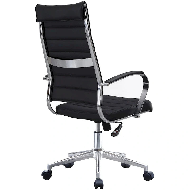 Chaise de bureau moderne haute avec dossier haut, en similicuir PU, pivotante, inclinable, réglable, avec coussin, modèle de designer, pour dirigeant