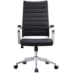 Chaise de bureau moderne haute avec dossier haut, en similicuir PU, pivotante, inclinable, réglable, avec coussin, modèle de designer, pour dirigeant