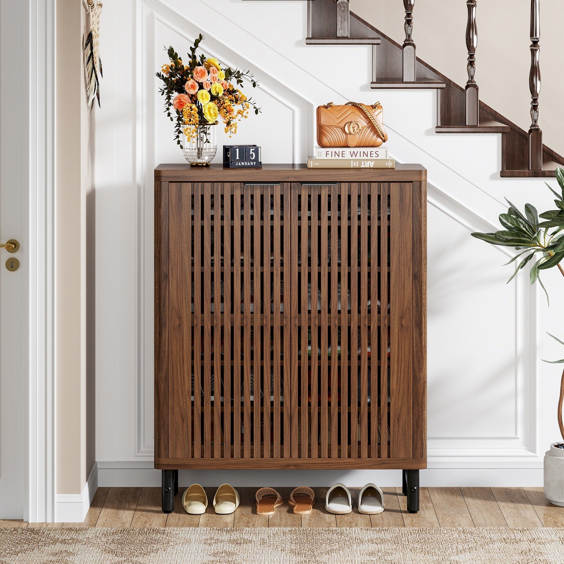 Meuble à chaussures 24 paires avec porte pour entrée et salon
