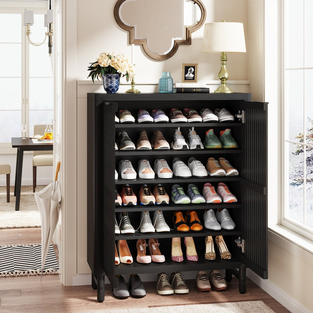 Meuble à chaussures 24 paires avec porte pour entrée et salon