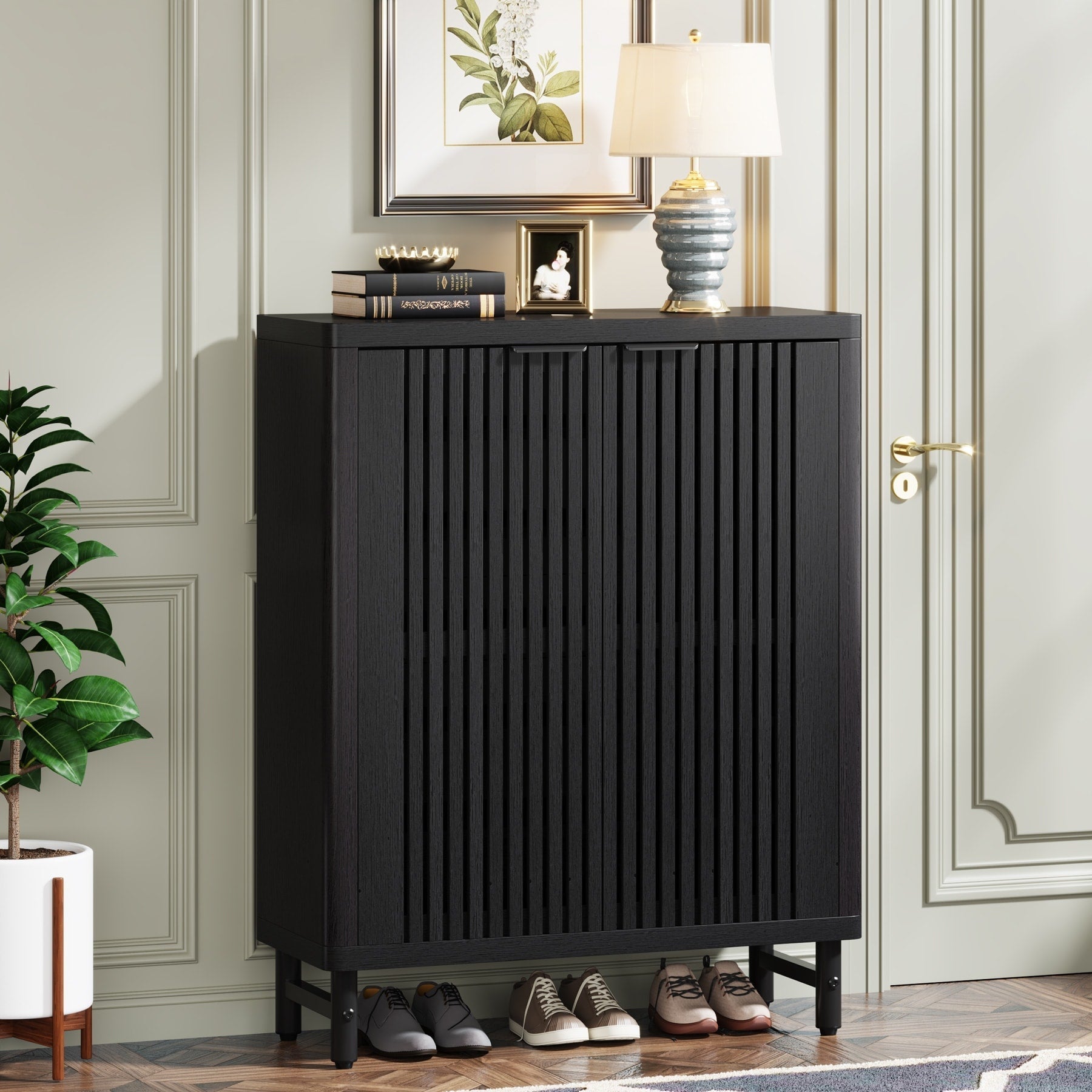 Meuble à chaussures 24 paires avec porte pour entrée et salon