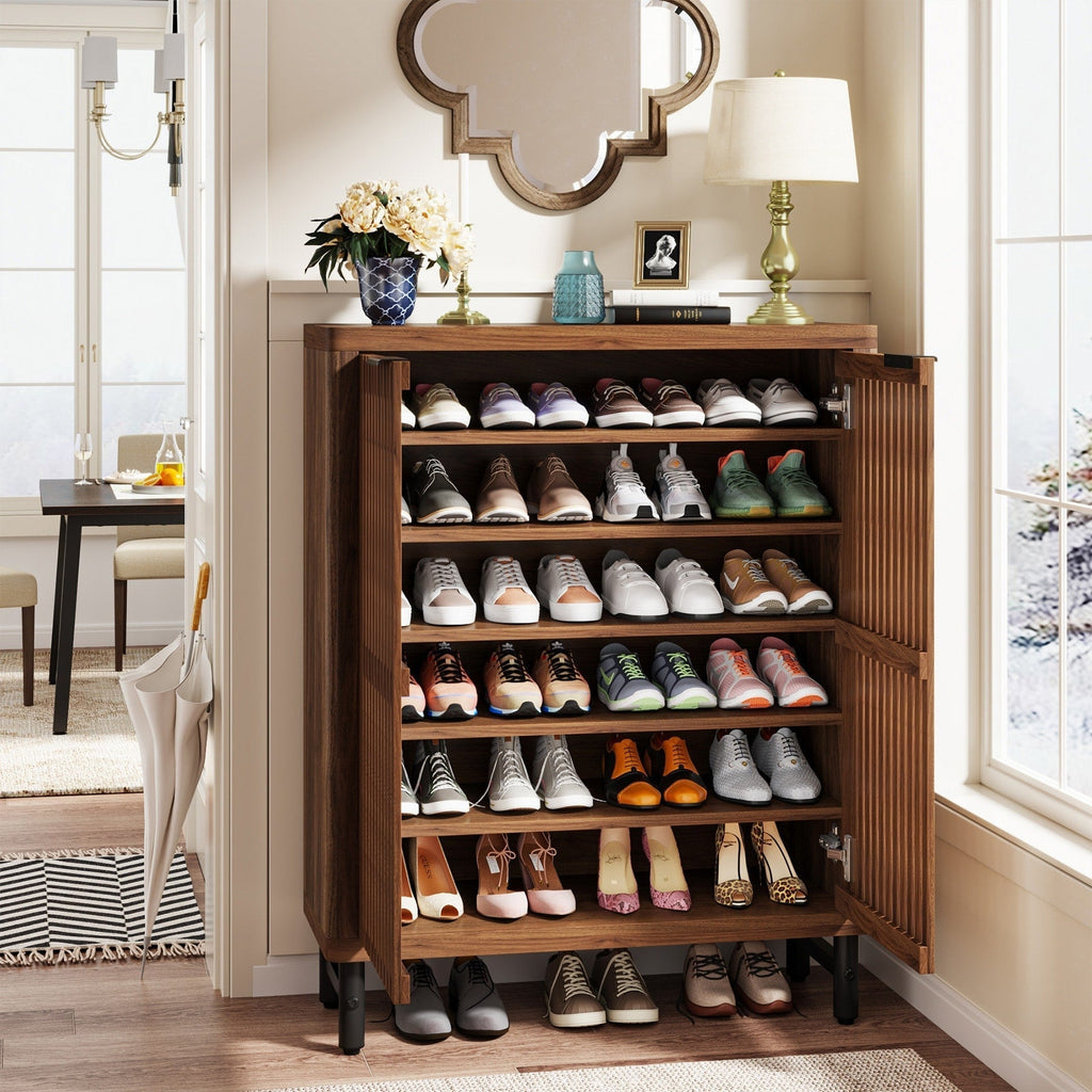 Meuble à chaussures 24 paires avec porte pour entrée et salon