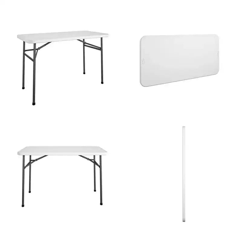 Table utilitaire multifonctionnelle pliante droite 4' blanche - Room & Joy : Bureau portable, utilisation intérieure/extérieure