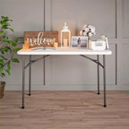 Table utilitaire multifonctionnelle pliante droite 4' blanche - Room & Joy : Bureau portable, utilisation intérieure/extérieure