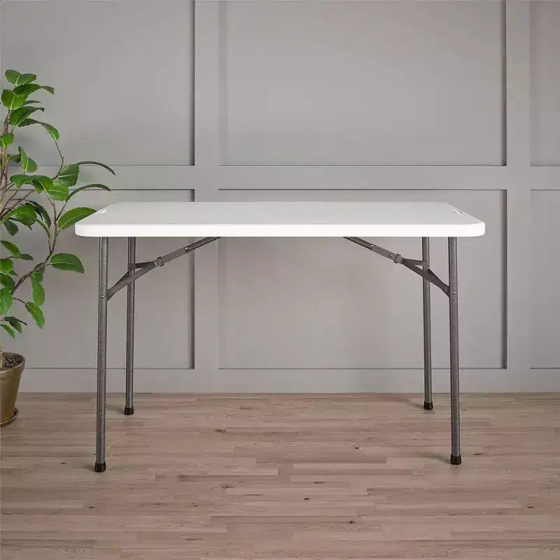 Table utilitaire multifonctionnelle pliante droite 4' blanche - Room & Joy : Bureau portable, utilisation intérieure/extérieure