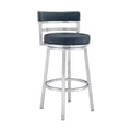 30" Madrid Counter Height Barstool: Brushed Stainless Steel, Swivel Seat, Armen Living