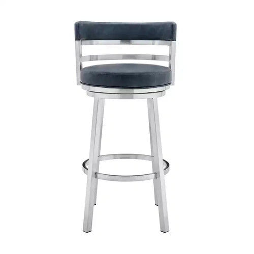 Tabouret de bar de 76 cm Madrid : Acier inoxydable brossé, Siège pivotant, Armen Living