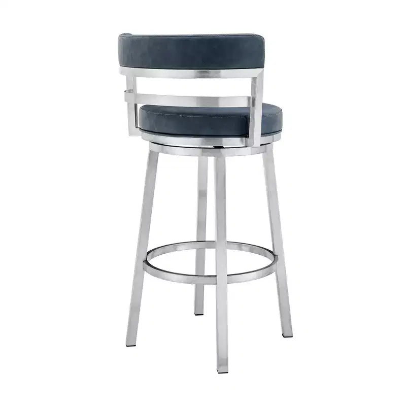 Tabouret de bar de 76 cm Madrid : Acier inoxydable brossé, Siège pivotant, Armen Living