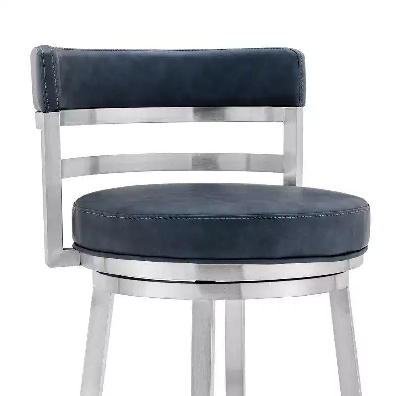 Tabouret de bar de 76 cm Madrid : Acier inoxydable brossé, Siège pivotant, Armen Living