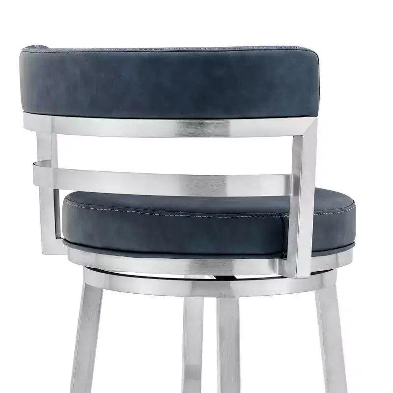 Tabouret de bar de 76 cm Madrid : Acier inoxydable brossé, Siège pivotant, Armen Living