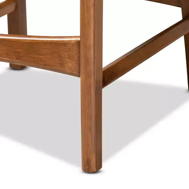 Lot de 2 tabourets de bar hauteur comptoir Katya en bois, marron - Baxton Studio : finition noyer, revêtement en polyester, repose-pieds