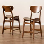 Lot de 2 tabourets de bar hauteur comptoir Katya en bois, marron - Baxton Studio : finition noyer, revêtement en polyester, repose-pieds