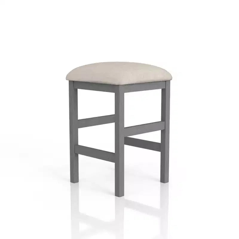 24/7 Shop At Home Gardenside Upholstered Square Counter Height Barstools, Wood Legs & Footrest: Light Gray/Beige