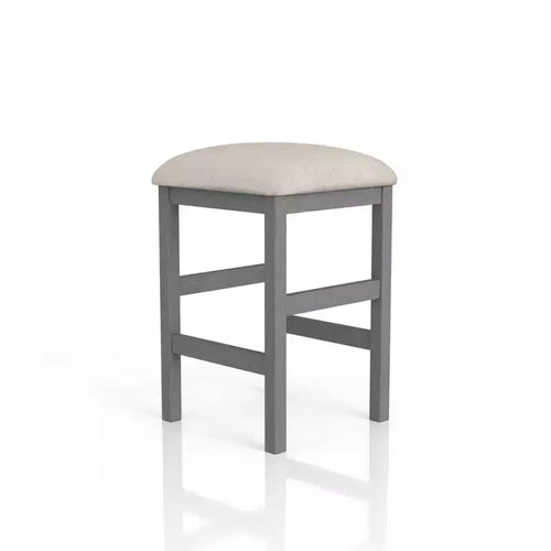 24/7 Shop At Home Gardenside Upholstered Square Counter Height Barstools, Wood Legs & Footrest: Light Gray/Beige