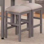 Tabourets de bar rembourrés carrés Shop At Home Gardenside, hauteur comptoir, 24h/24 et 7j/7, pieds et repose-pieds en bois : Gris clair/Beige