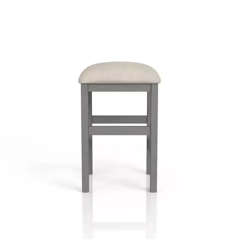 Tabourets de bar rembourrés carrés Shop At Home Gardenside, hauteur comptoir, 24h/24 et 7j/7, pieds et repose-pieds en bois : Gris clair/Beige