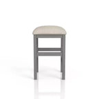Tabourets de bar rembourrés carrés Shop At Home Gardenside, hauteur comptoir, 24h/24 et 7j/7, pieds et repose-pieds en bois : Gris clair/Beige